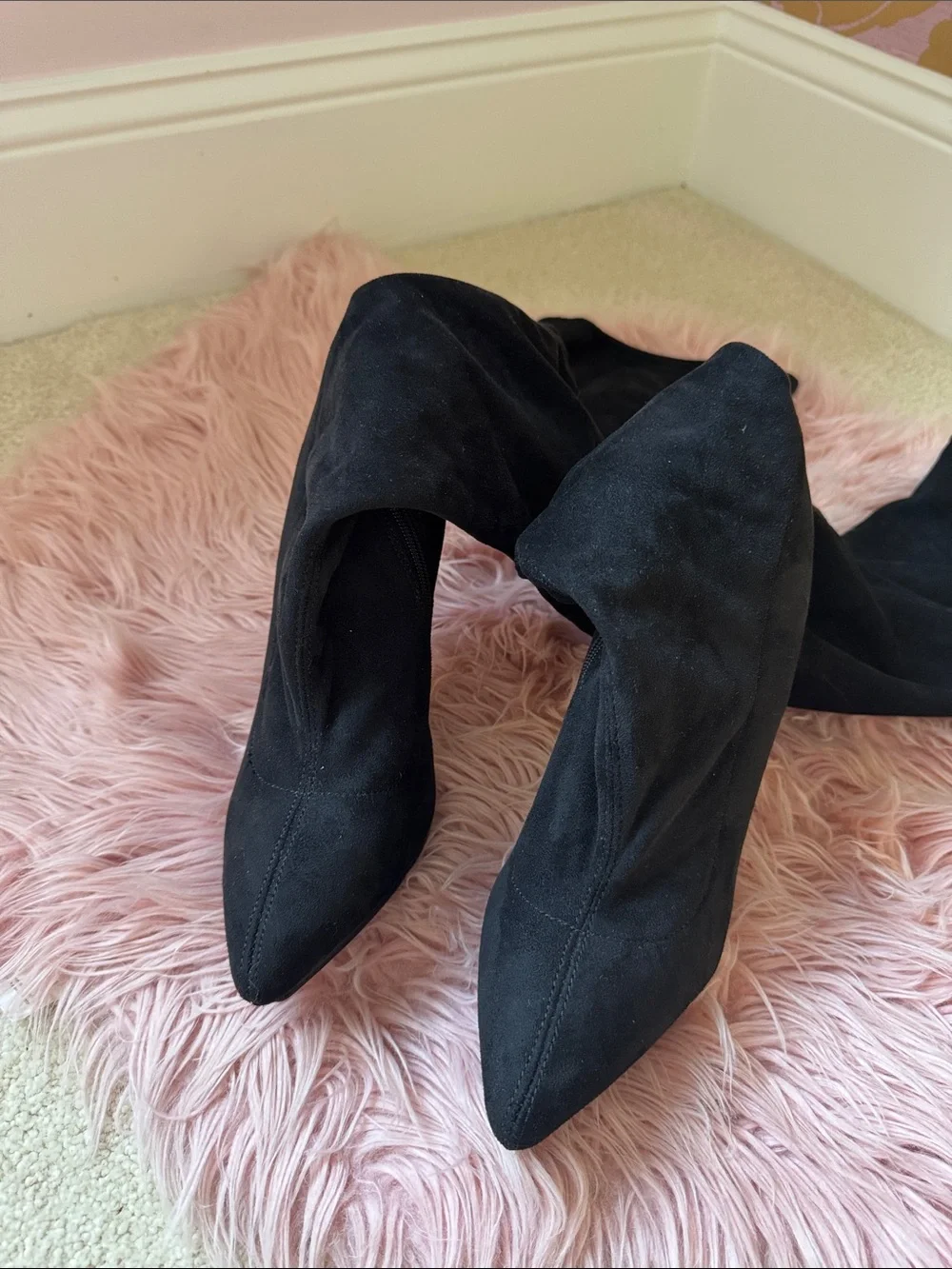 Forever 21 Black Over-the-Knee Platform Stiletto Boots